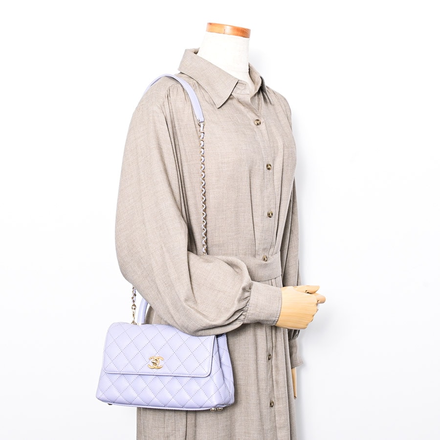 トップハンドルフラップバッグ(約W24xH14xD10cm パープル