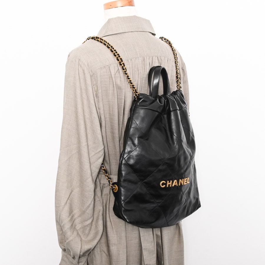 CHANEL22バックパック(約W28xH33xD7cm(実寸) ブラック