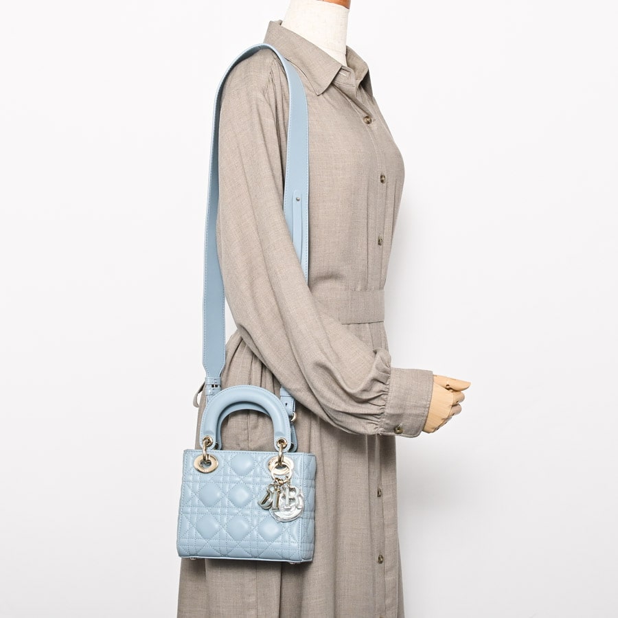 レディディオール ミニ ブルーグレー Small Lady Dior My ABCDior Bag Stone Gray Cannage Lambskin