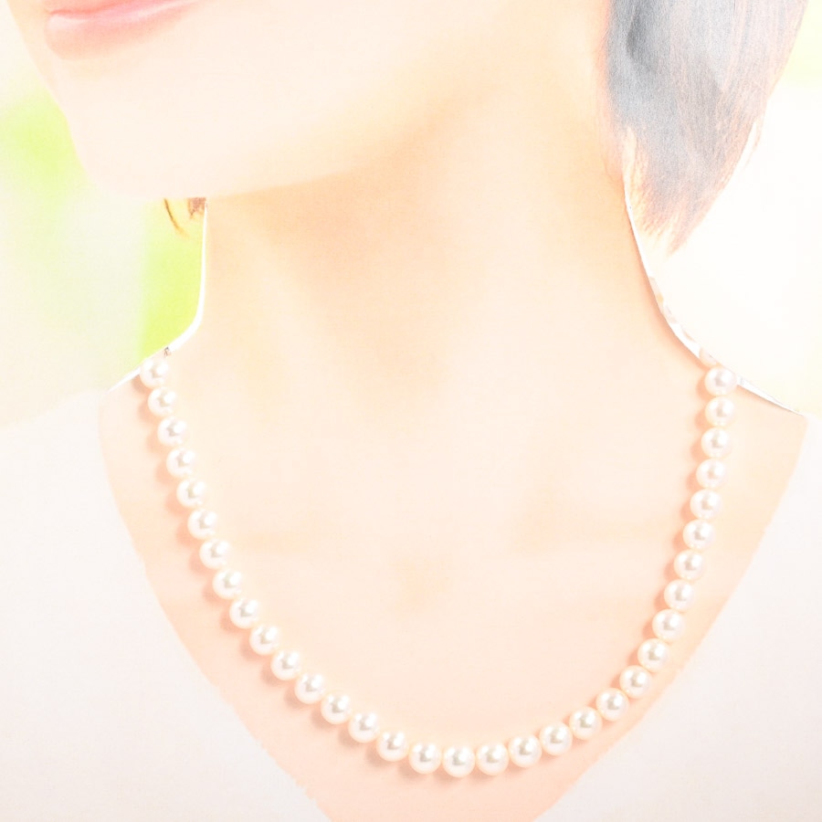 パール ネックレス | ステンレス/K18ホワイトゴールド(SS/K18WG