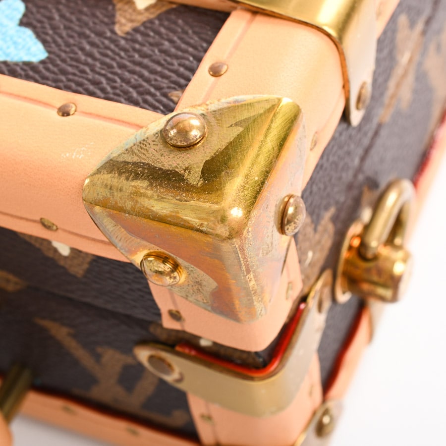 ハンドルトランク(約W22xH16xD8cm(実寸) ブラウン): ブランドバッグ