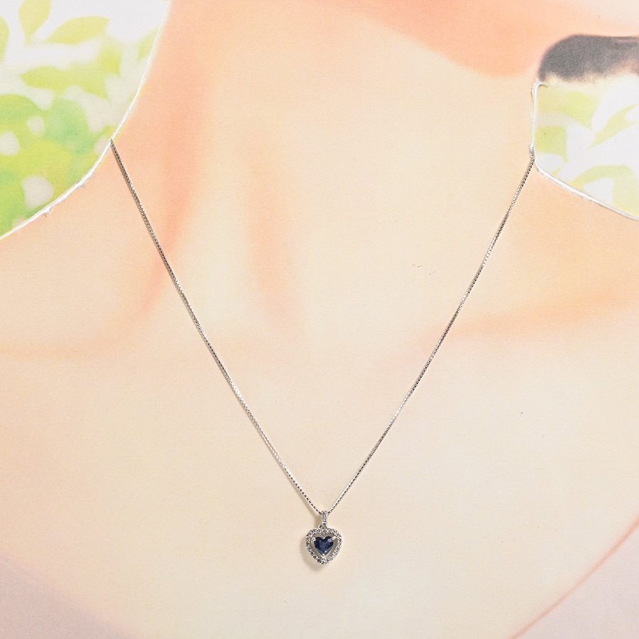 サファイア ネックレス(チェーン長さ(留め具含):最大約45cm チャーム