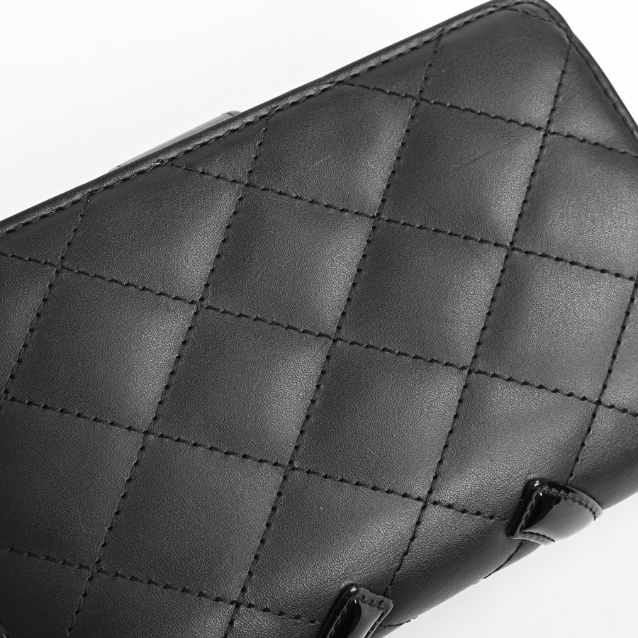 カンボンラインフ2つ折り財布(約W9.5xH15cm(実寸) ブラック/ブラック