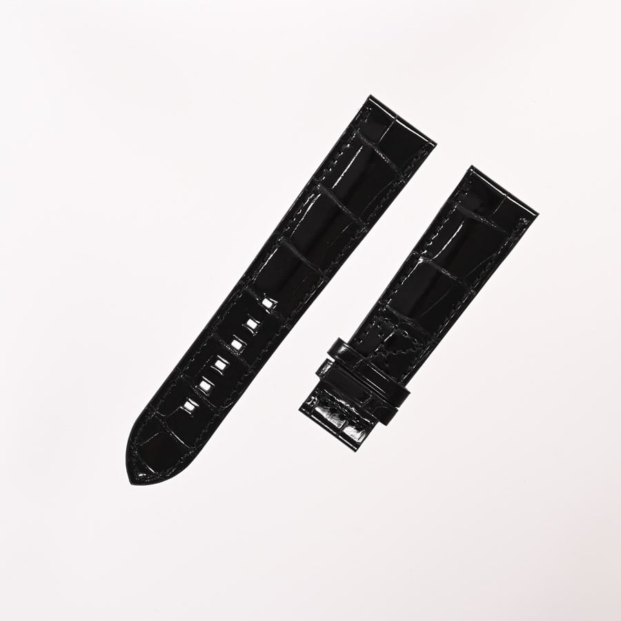 ブラック　クロコ　レザーストラップ　18-21mm ブラック 小:7.5/大:11.5/幅(ラグ側):2.1cm