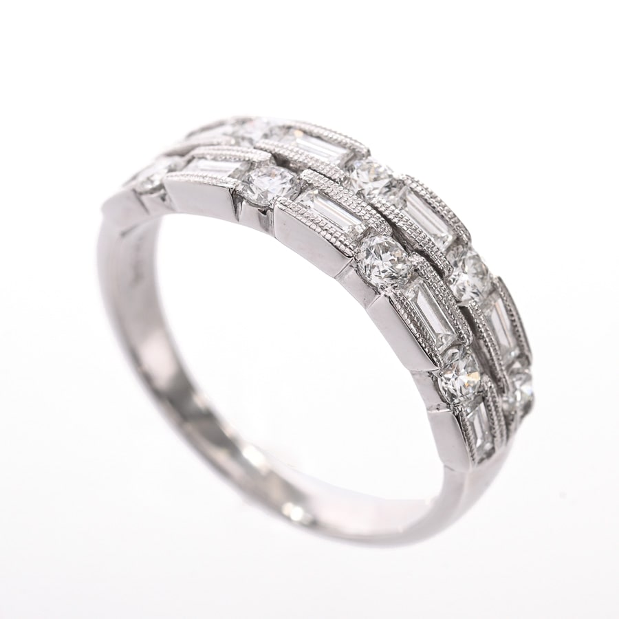 クイーン/Queen K14WG ダイヤモンド リング 0.13ct ヴィンテージ品 菊爪