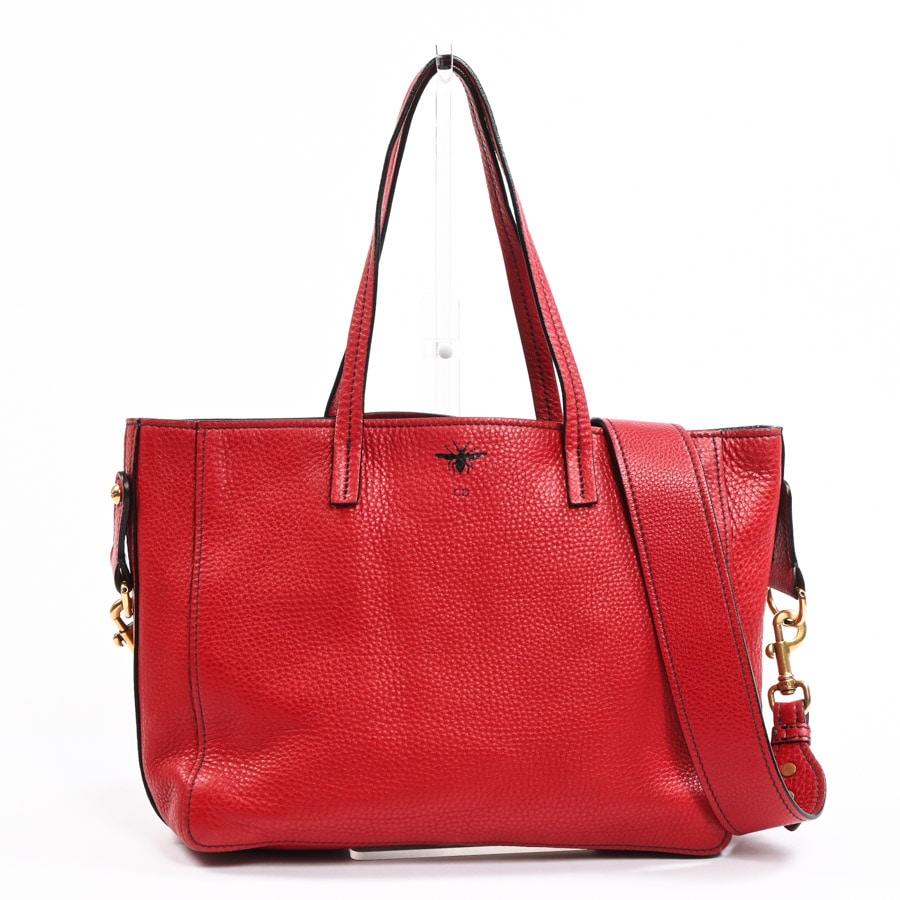 BEE　2WAYトート レッド 約W33xH25.5xD12.5cm(実寸)