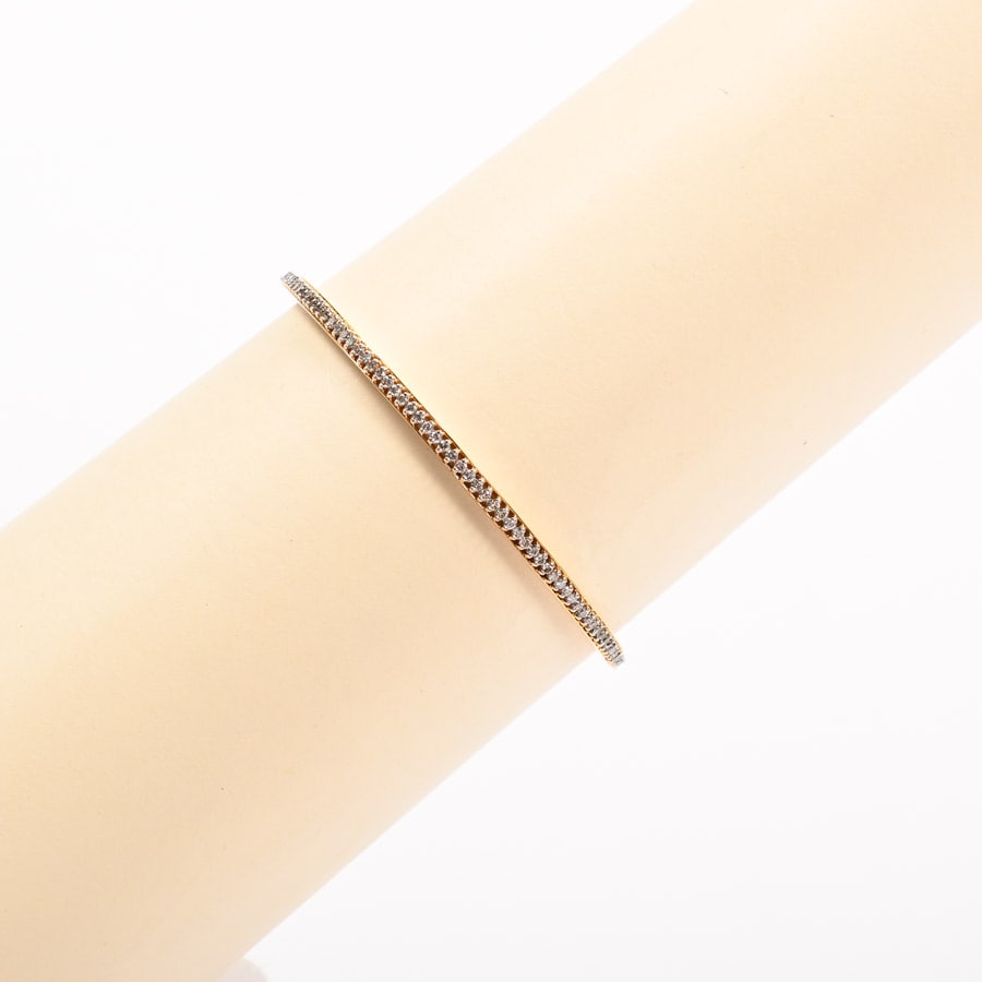 ダイヤ バングル K18YG 内周:約19cm チャーム:幅約2.7mm