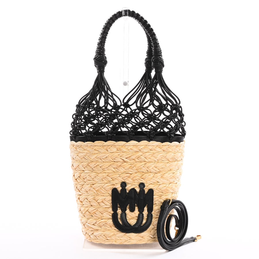 2WAYバスケットバッグ ナチュラル 約W16xH18.5xD15cm(実寸)
