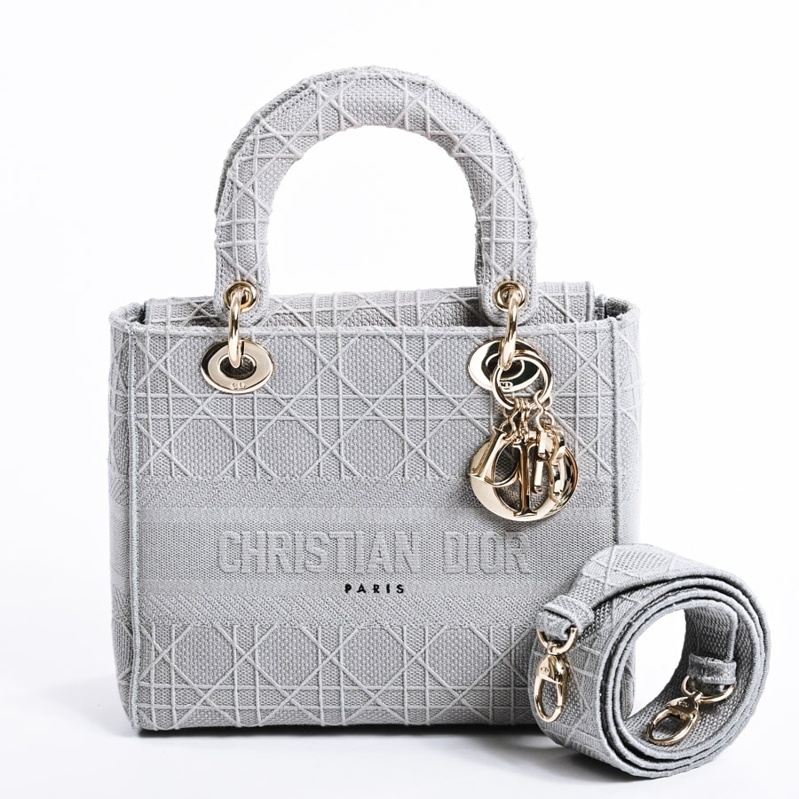 クリスチャン・ディオール Christian Dior レディディーライトミディアム M0565OREY グレー キャンバス キャンバス レディース ハンドバッグ
