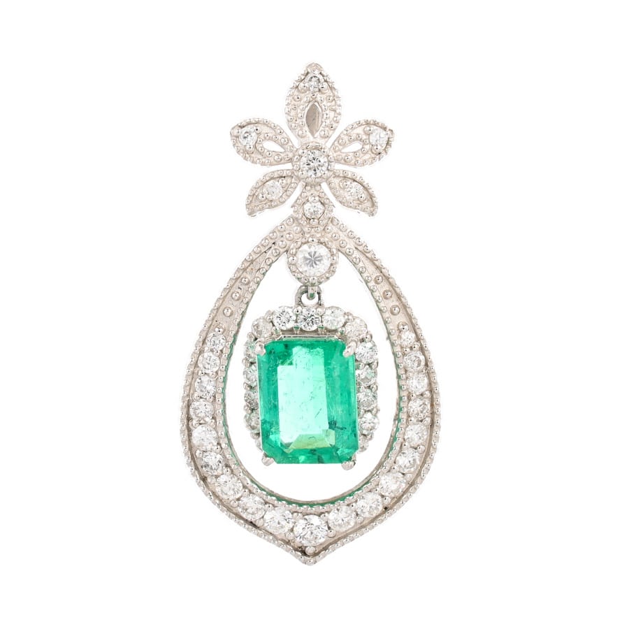 【中古A品】  ノンブランドジュエリー エメラルド ペンダント   プラチナ950 元町本店