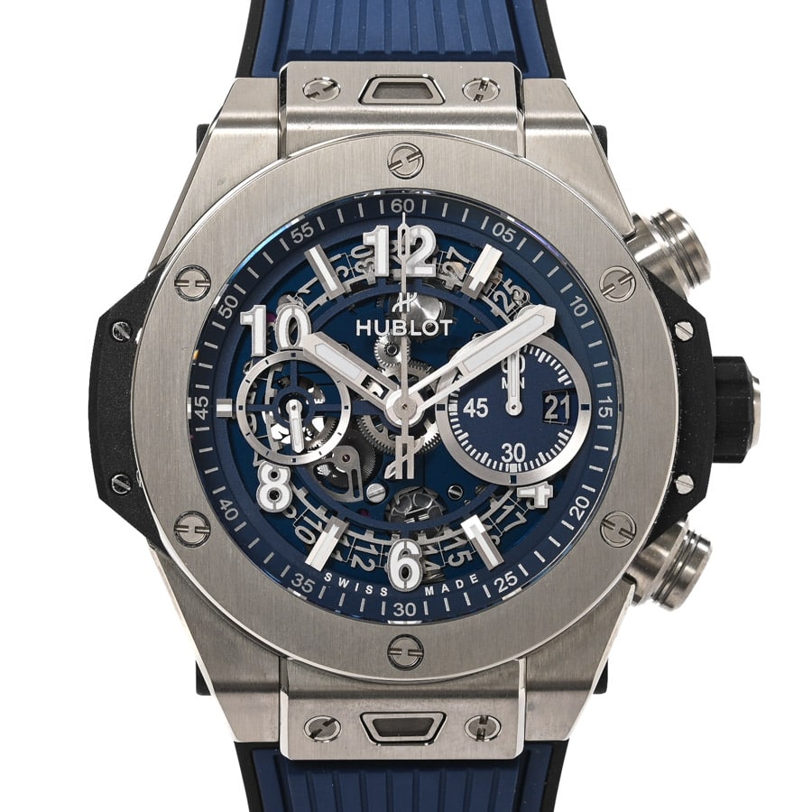 ビックバン ウニコ チタニウム ブルー スケルトン / ベルトカラー：ブルー ケース:約44mm