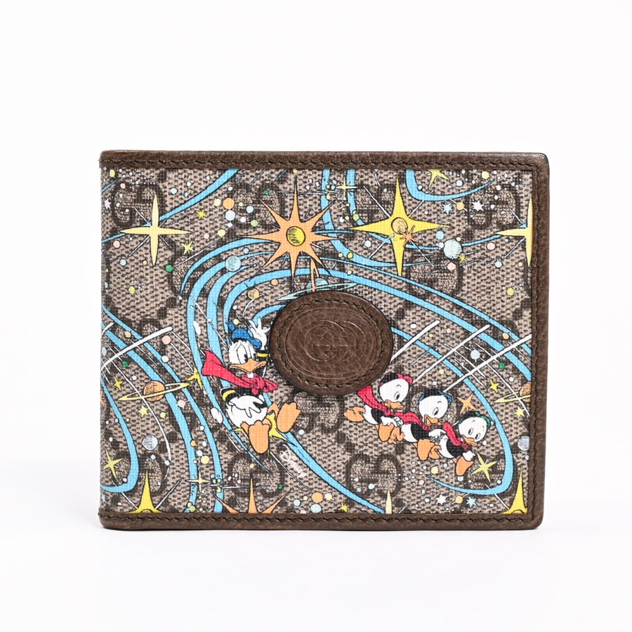 2つ折り札入れ ベージュ/ダークブラウン 約W11xH9cm(実寸)