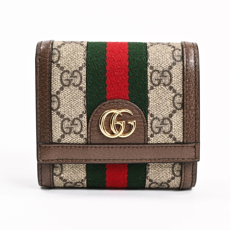 GGウォレット ベージュ/ダークブラウン 約W11xH11cm(実寸)