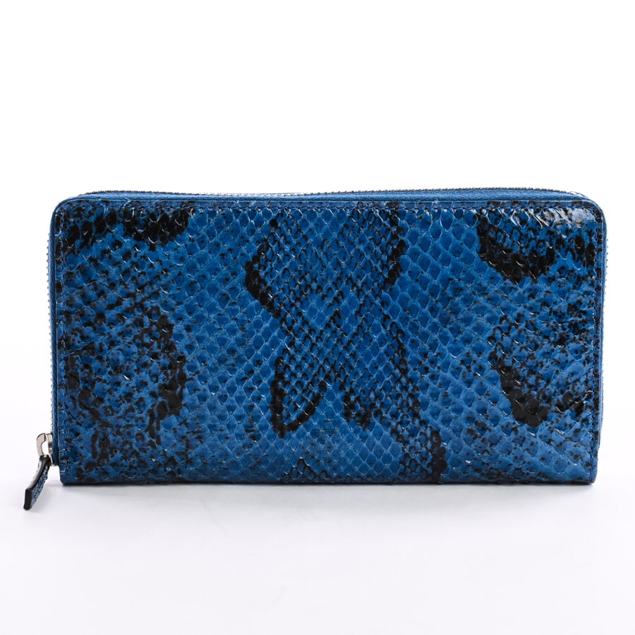 ジップアラウンドウォレット ブルー 約W18.5xH10cm(実寸)