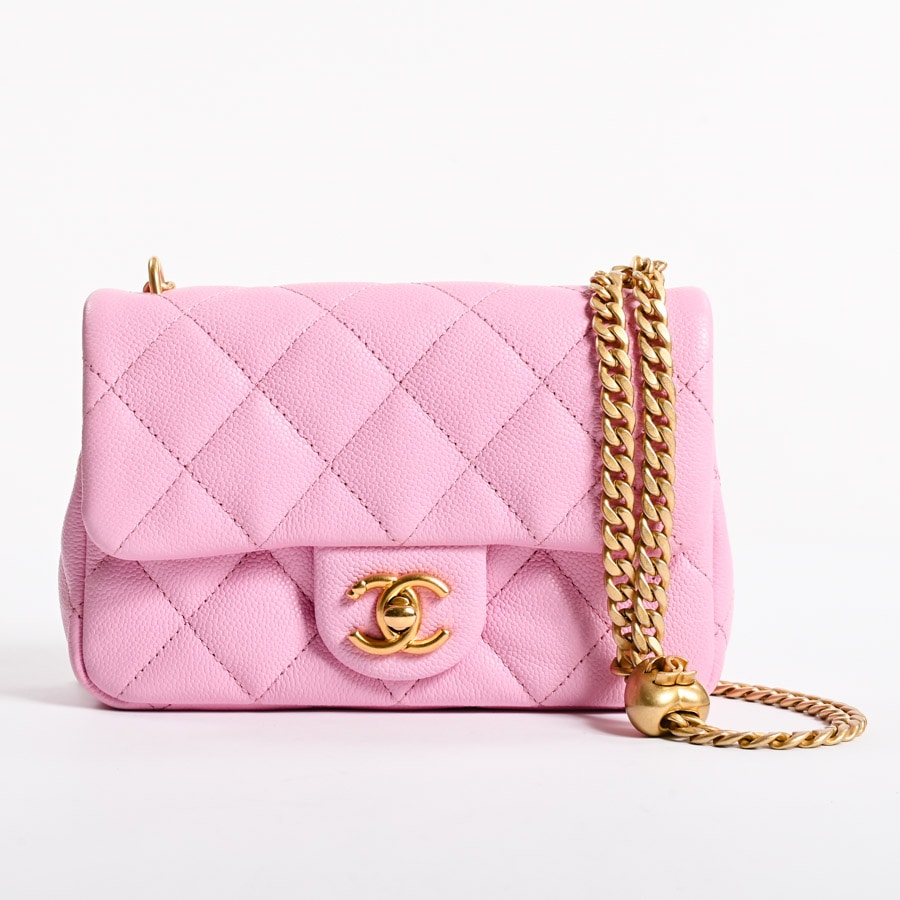 ミニチェーンショルダー ピンク 約W19xH13xD5cm(実寸)