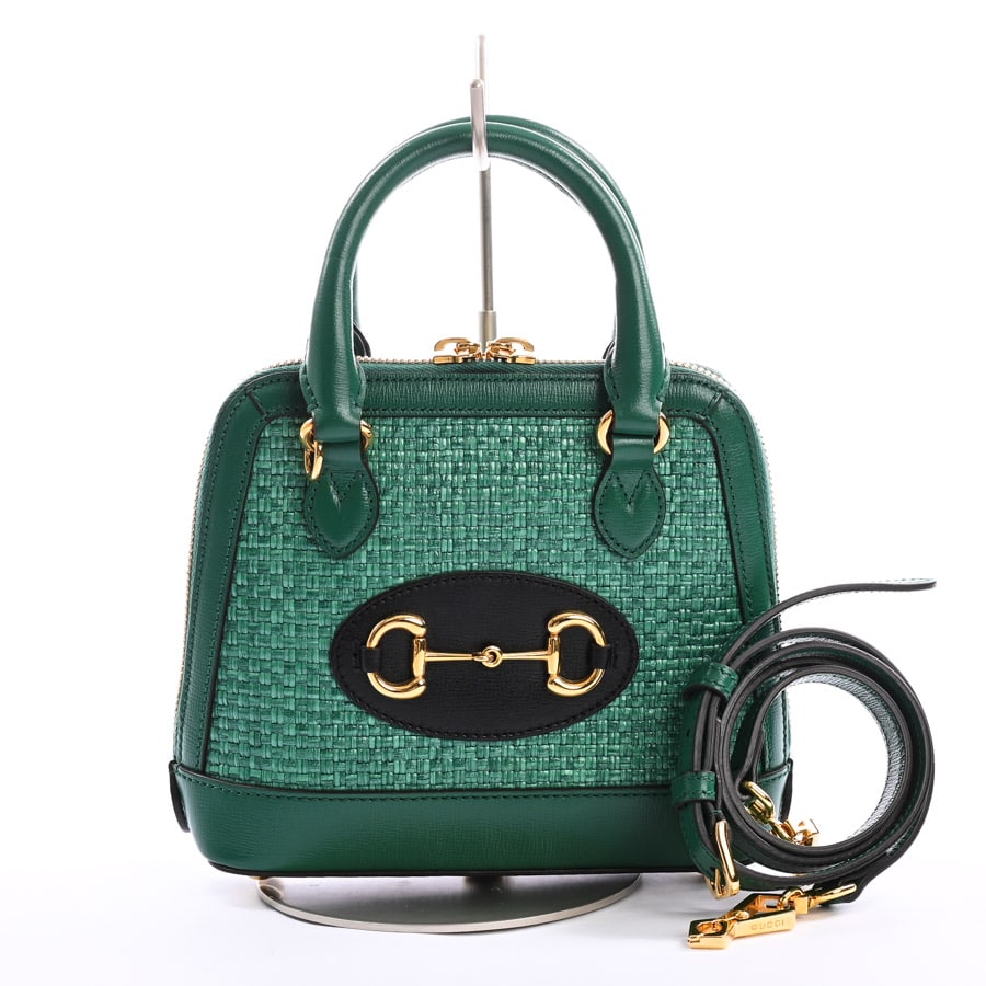 ホースビット1955ミニトップハンドルバッグ グリーン 約W20xH19.5xD7.5cm