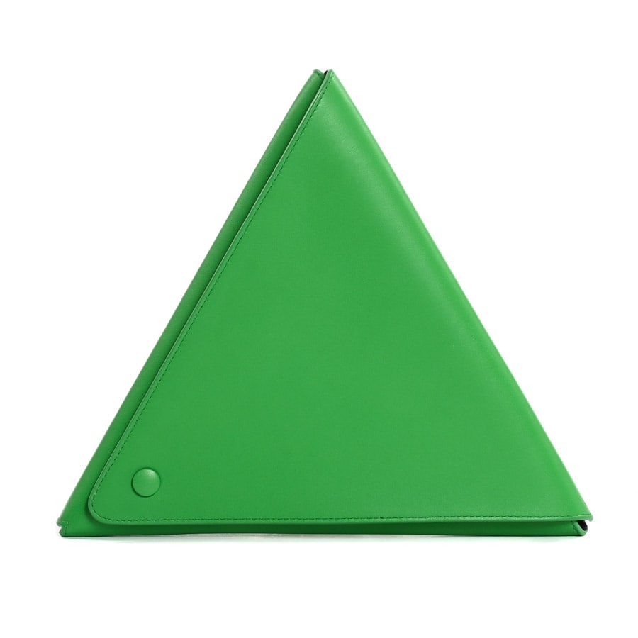 トライアングルクラッチ グリーン 約W24xH20xD3cm(実寸)