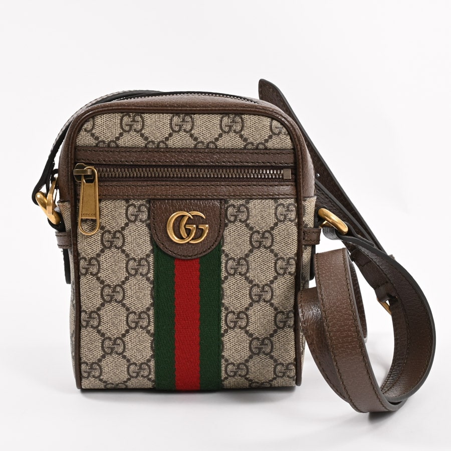 GGショルダーバッグ ベージュ/ダークブラウン 約W14.5xH18xD6cm