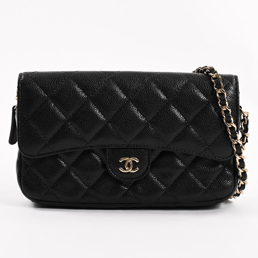 フラップフォンケース ブラック 約W18xH10xD3.5cm(実寸)