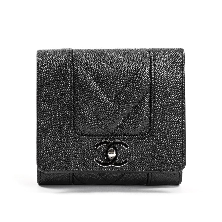 コンパクトウォレット ブラック 約W10.5xH10cm(実寸)