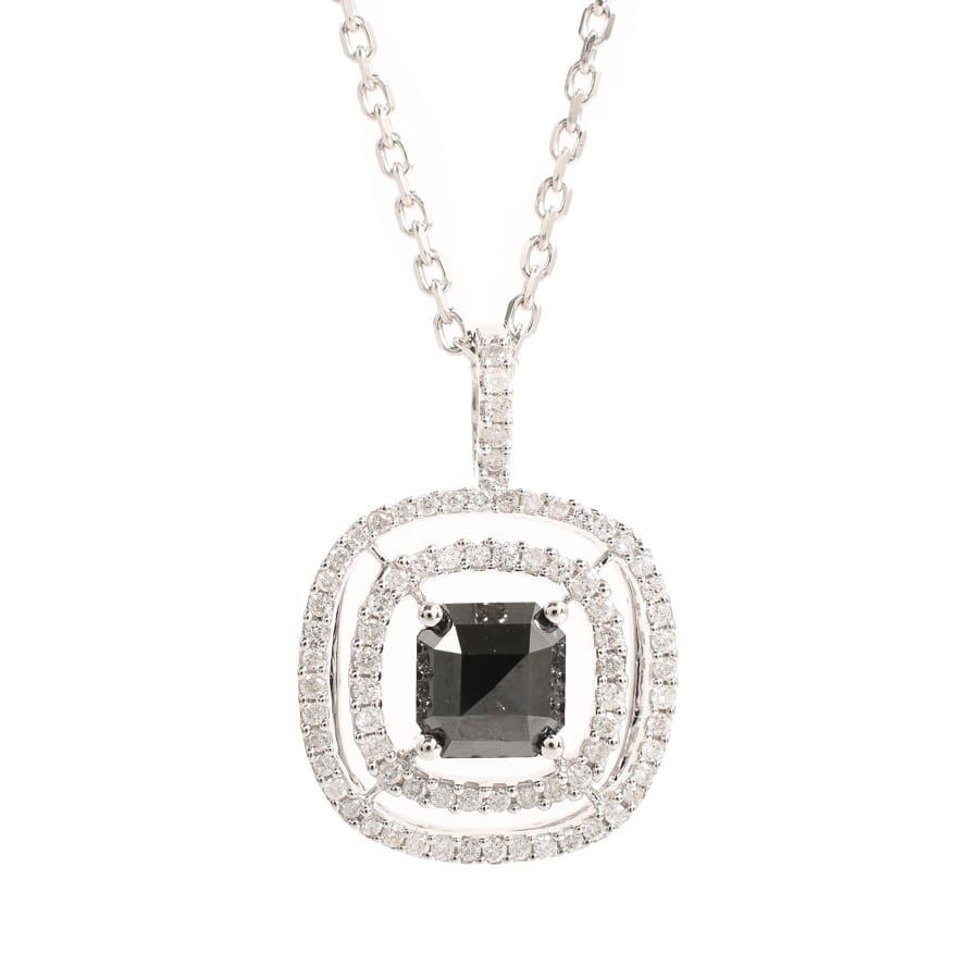 ブラックダイヤ ネックレス チェーン長さ(留め具含):約最長50cm/チャーム:約W16xH22.5mm