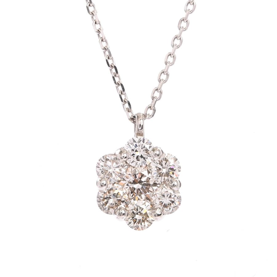 ダイヤ ネックレス チェーン長さ最長(留め具含):約50cm/チャーム:約W8.8xH9.6mm