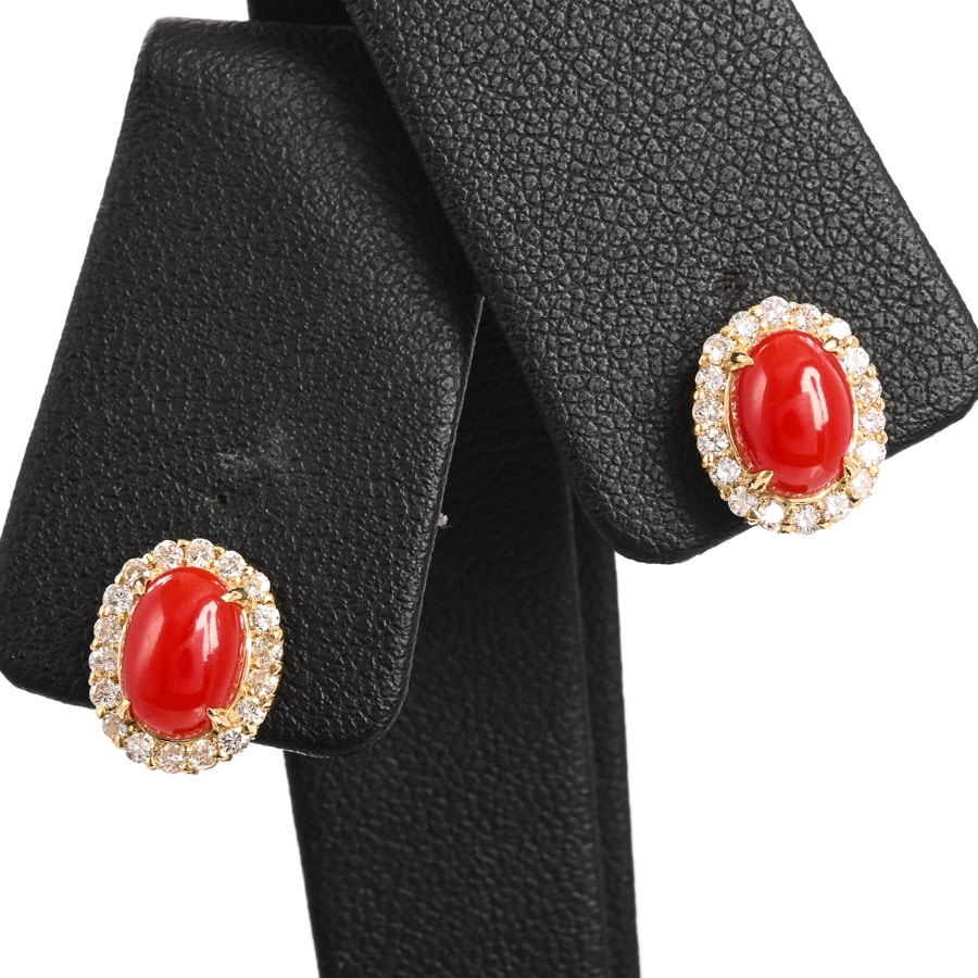 サンゴ ピアス 約幅8.9xH10.8mm