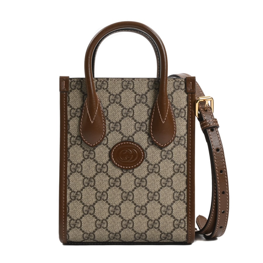 GUCCI】インターロッキングG付き ミニトートバッグ