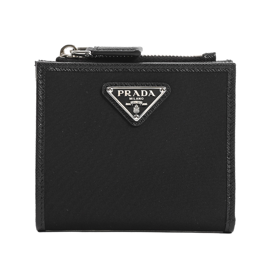 正規品 PRADA 二つ折り財布 黒 すきずき エナメルレザー クロコ型押し