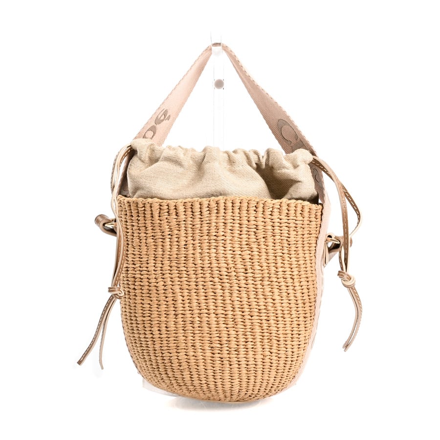WOODYスモールバスケット ベージュ 約W15xH26xD13cm(実寸)