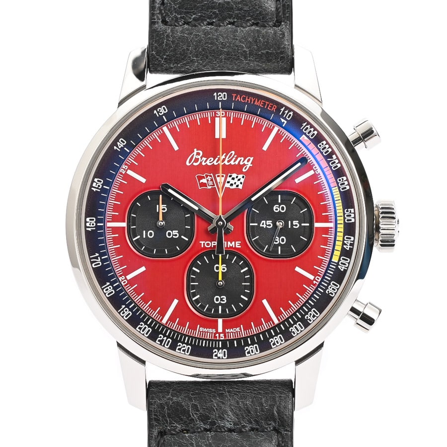 トップタイム シボレー コルベット クラシックカーモデル レッド・ブラック / ベルトカラー：ブラック ケース:約42mm(実寸)