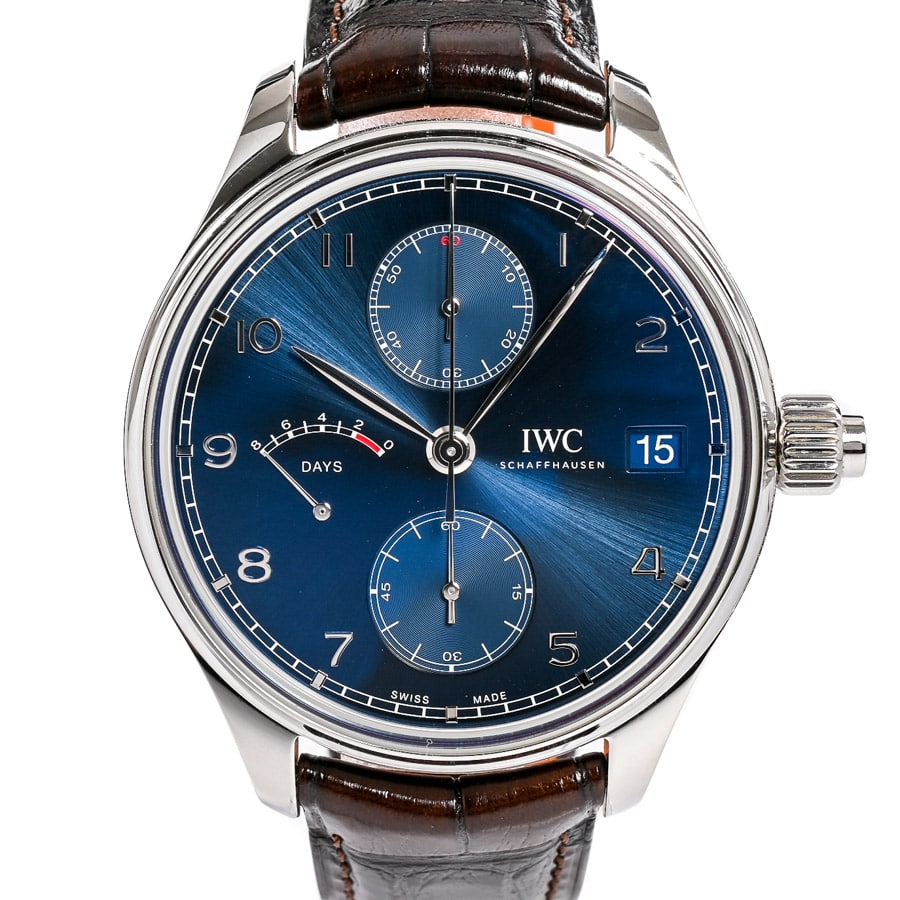 ポルトギーゼ・ハンドワインド・モノプッシャー ブルー ケース:約46mm