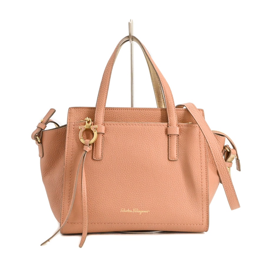 2WAYハンドバッグ ピンク / ゴールド 約W23xH19xD14cm(実寸)
