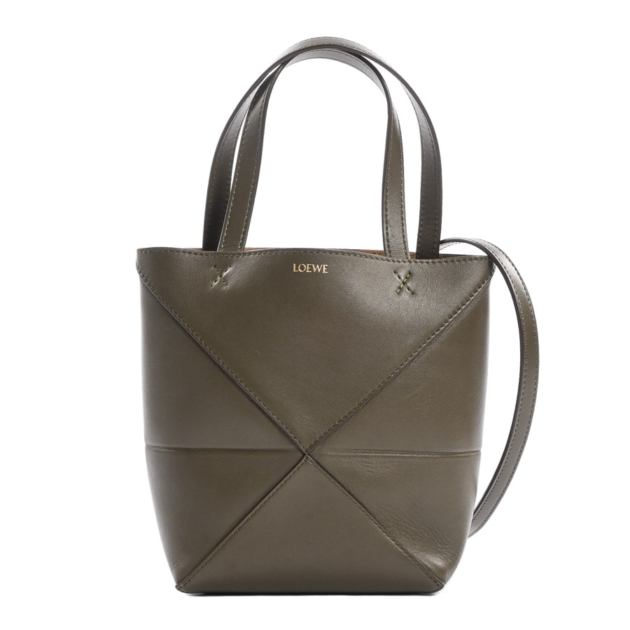 ロエベ LOEWE バックル ホリゾンタルトート グリーン アナグラム 