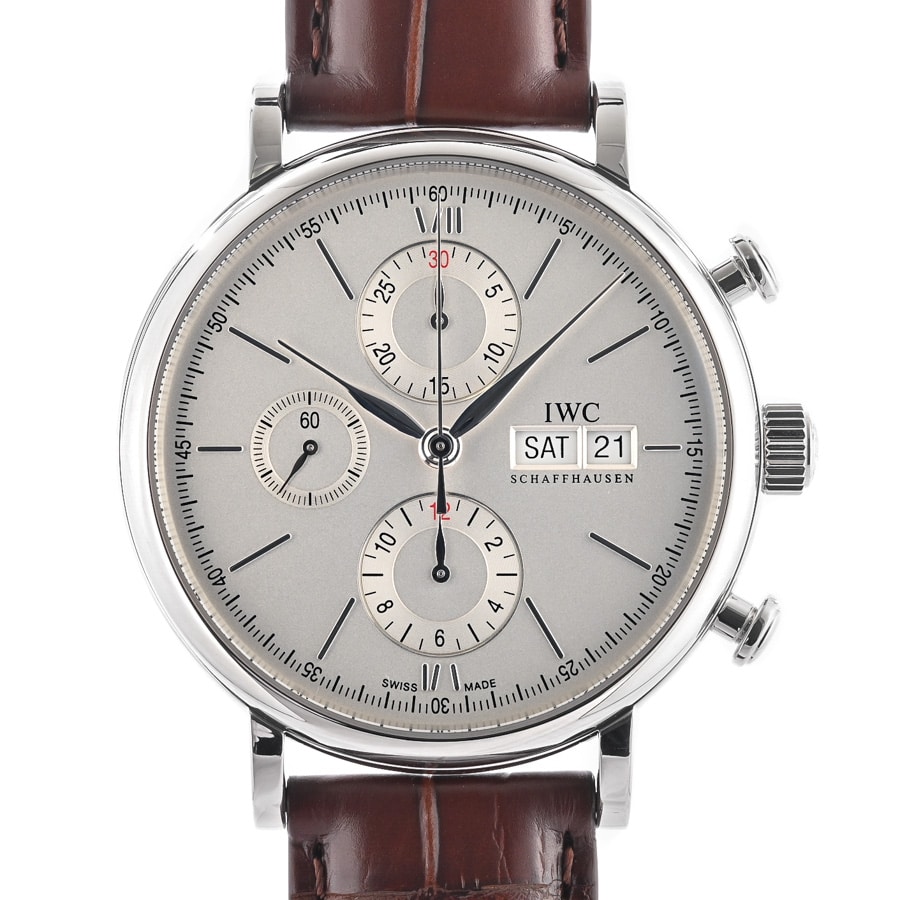 ポートフィノ クロノグラフ シルバー / ベルトカラー：ブラウン ケース:約42mm