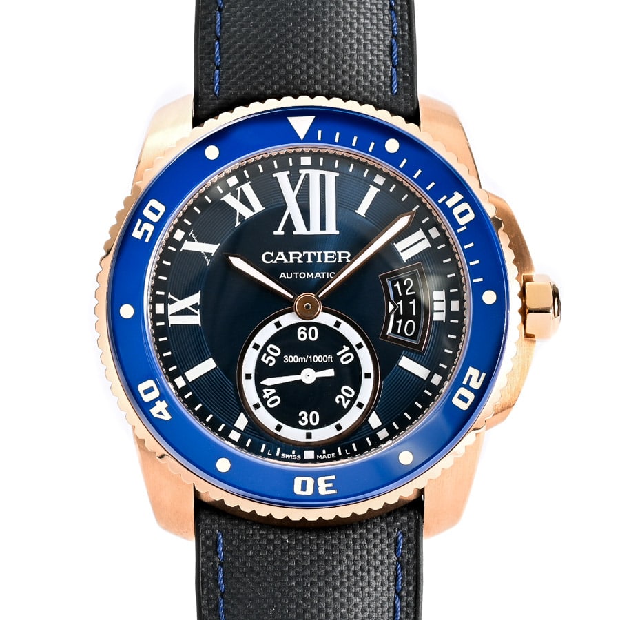 カリブル ドゥ カルティエ ダイバー ブルー / ベルトカラー：ブラック ケース:約42mm(実寸)