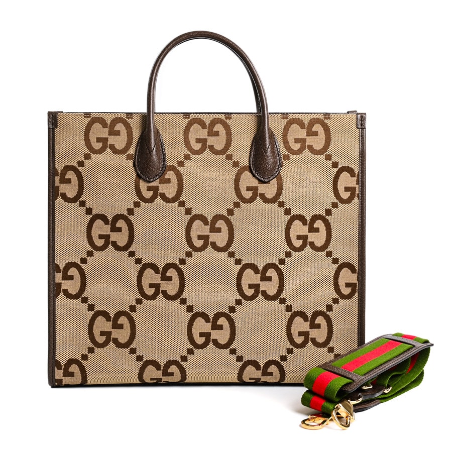ジャンボGG2WAYトートバッグ ベージュ/ダークブラウン 約W37xH32xD14.5cm(実寸)