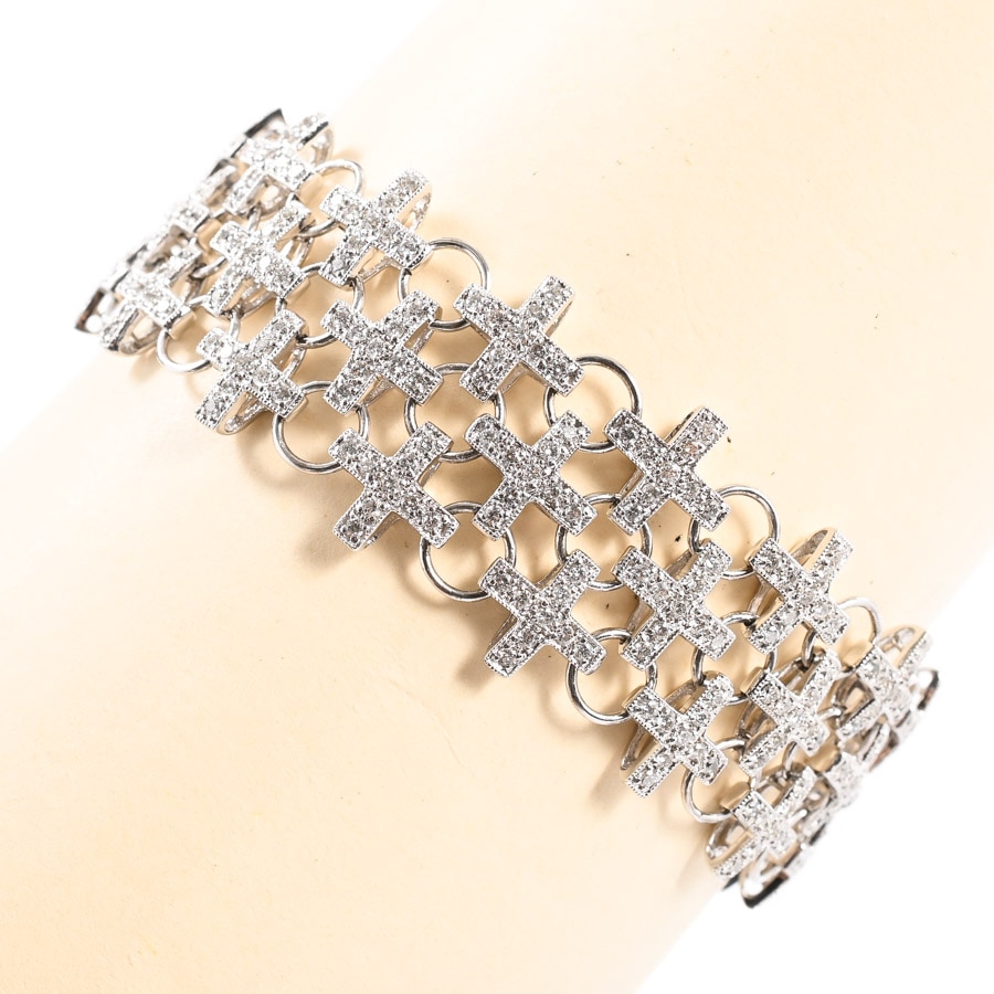 ダイヤ ブレスレット 全長:約18cm/幅:約20mm