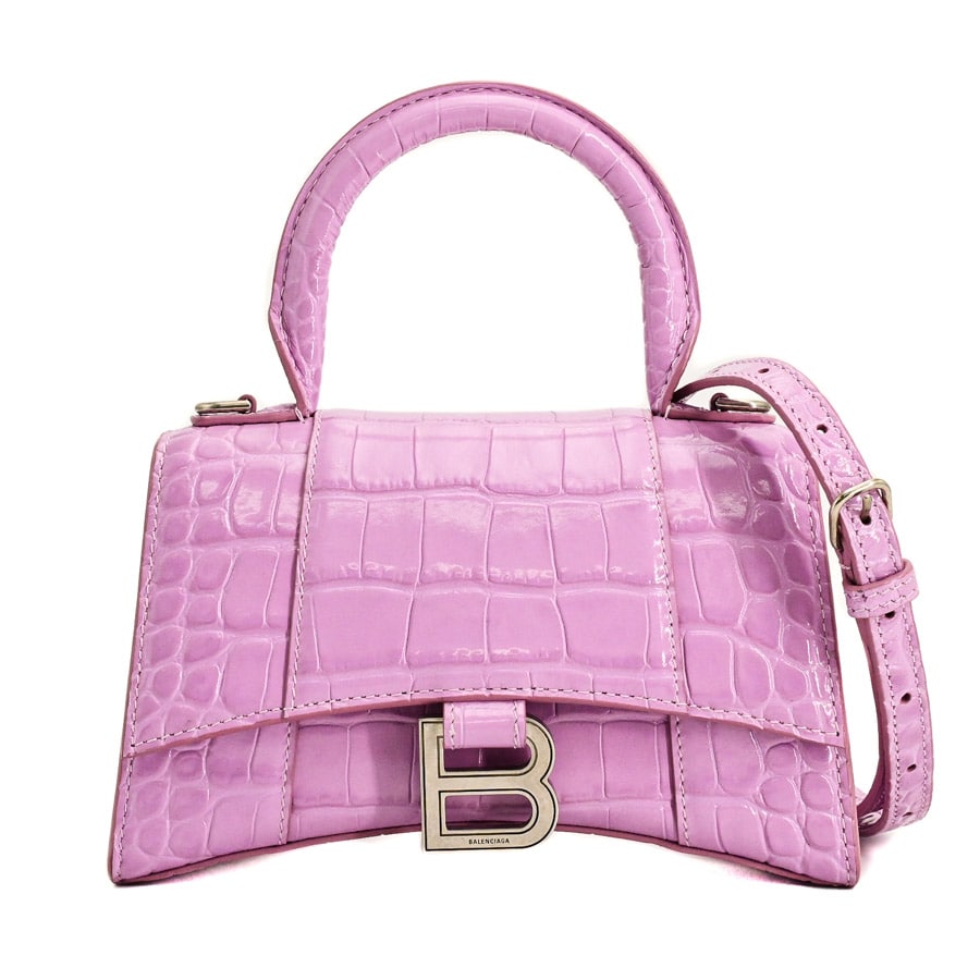 HOURGLASS XS ハンドバッグ パープル 約W19xH12xD7cm(実寸)