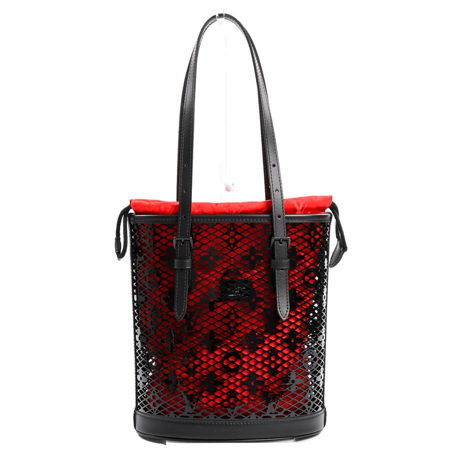 バケットPM ブラック / レッド 約W22.5xH26xD16cm(実寸)