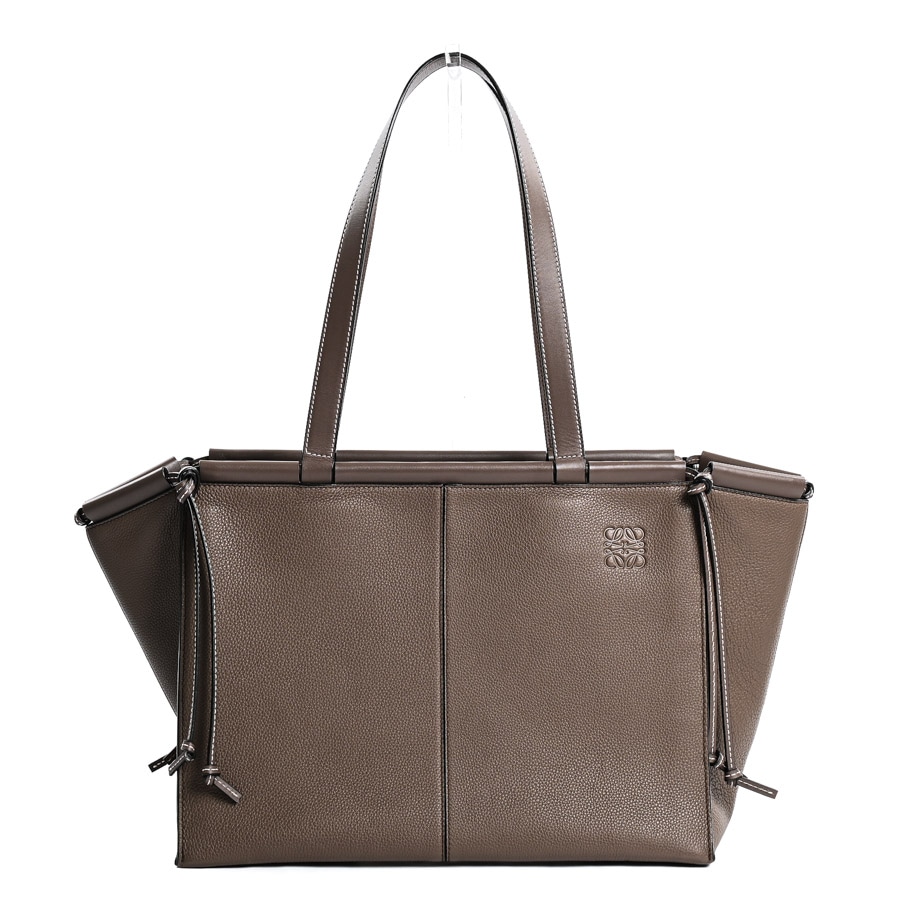 クッショントート グレー / グレーブラウン 約W(底部)35/(開口部)51xH26xD19cm(実寸)