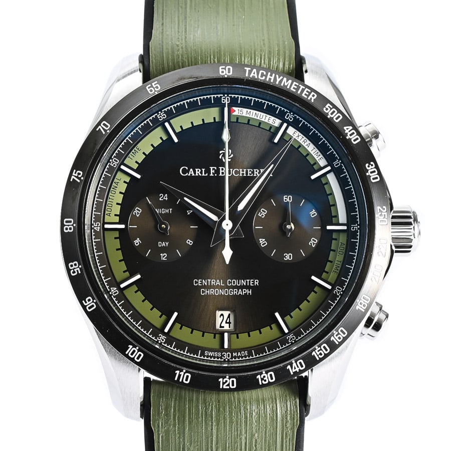 マネロセントラルカウンター グレー / ベルトカラー：グリーン ケース:約43mm(実寸)