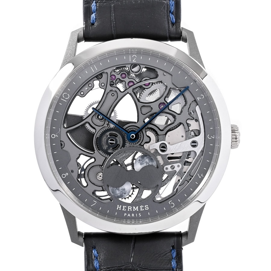 スリム ドゥ エルメス スケルトン リュンヌ スケルトン / ベルトカラー：ブラック ケース:約40mm(実寸)