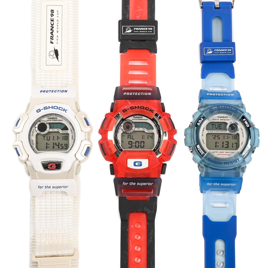 【中古A品】  カシオ G-SHOCK　1998フランスワールドカップ限定モデル3本セット  G-WCUP98 プラスチック 新宿歌舞伎町店