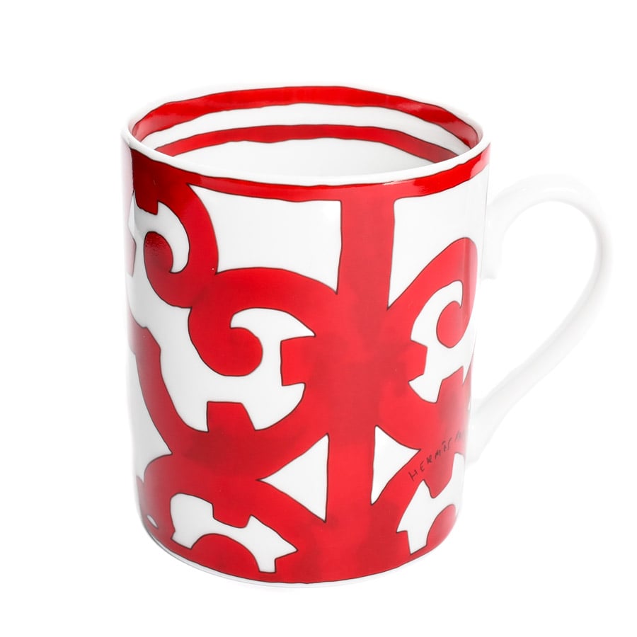 マグカップ ホワイト / レッド 飲み口直径約8xH9cm(実寸)