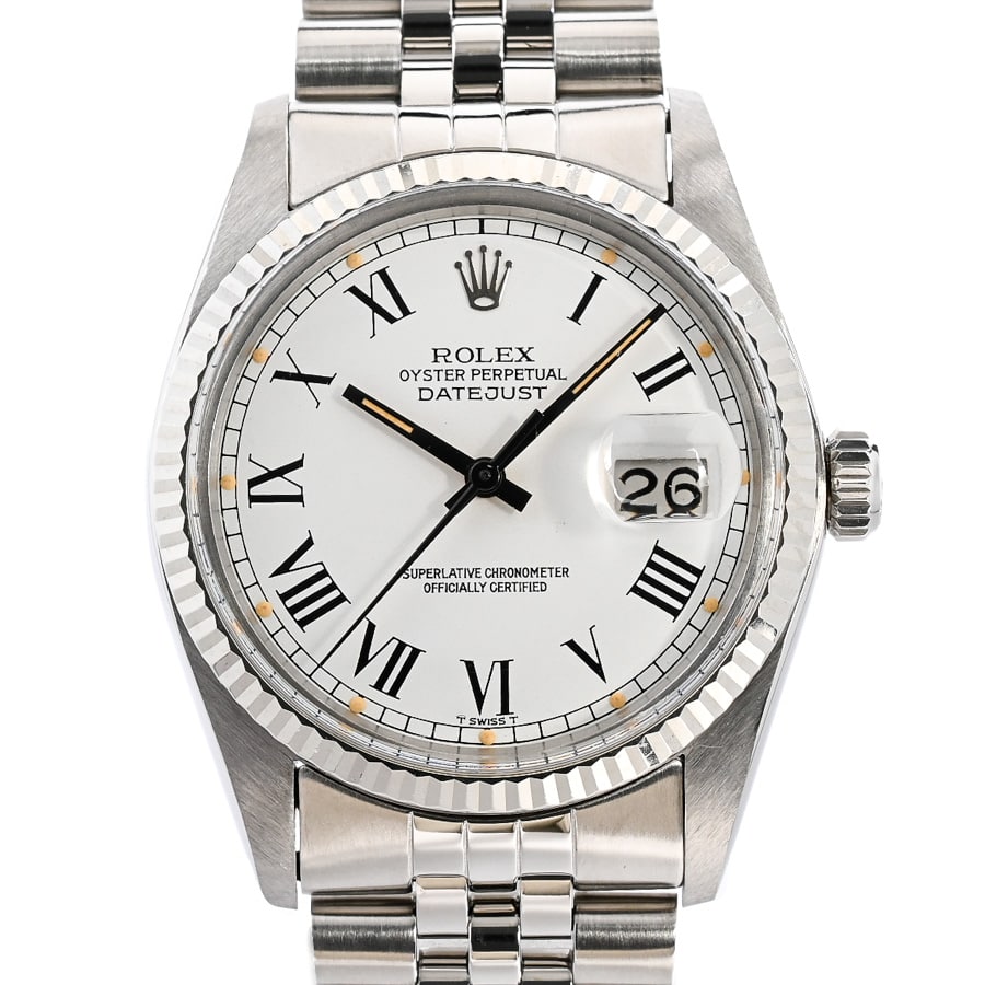 デイトジャスト バックリーダイヤル ホワイトローマン ケース:約36mm/ブレスサイズ:約18.5cm