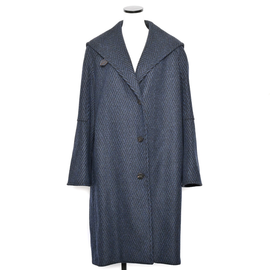 ロングコート ブルー / グレー メーカーサイズ#38/身幅62x着丈105x裄丈77cm(実寸)