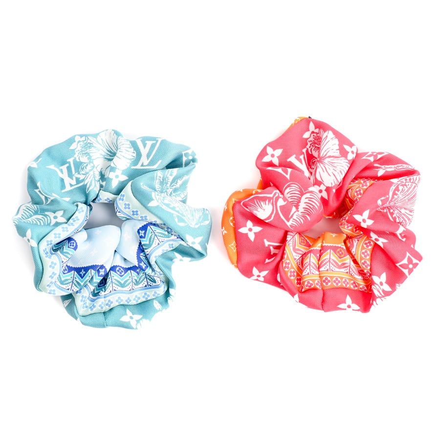 シュシュセット ブルー / フューシャ 最長幅:約12cm