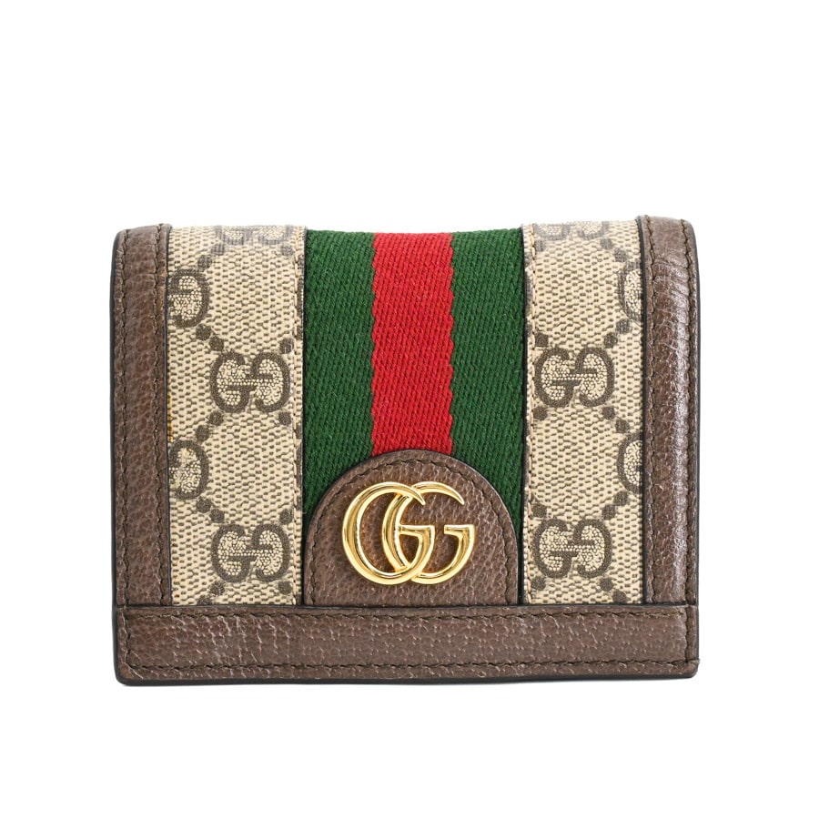 GGミニウォレット ベージュ/ダークブラウン 約W11xH8.5cm