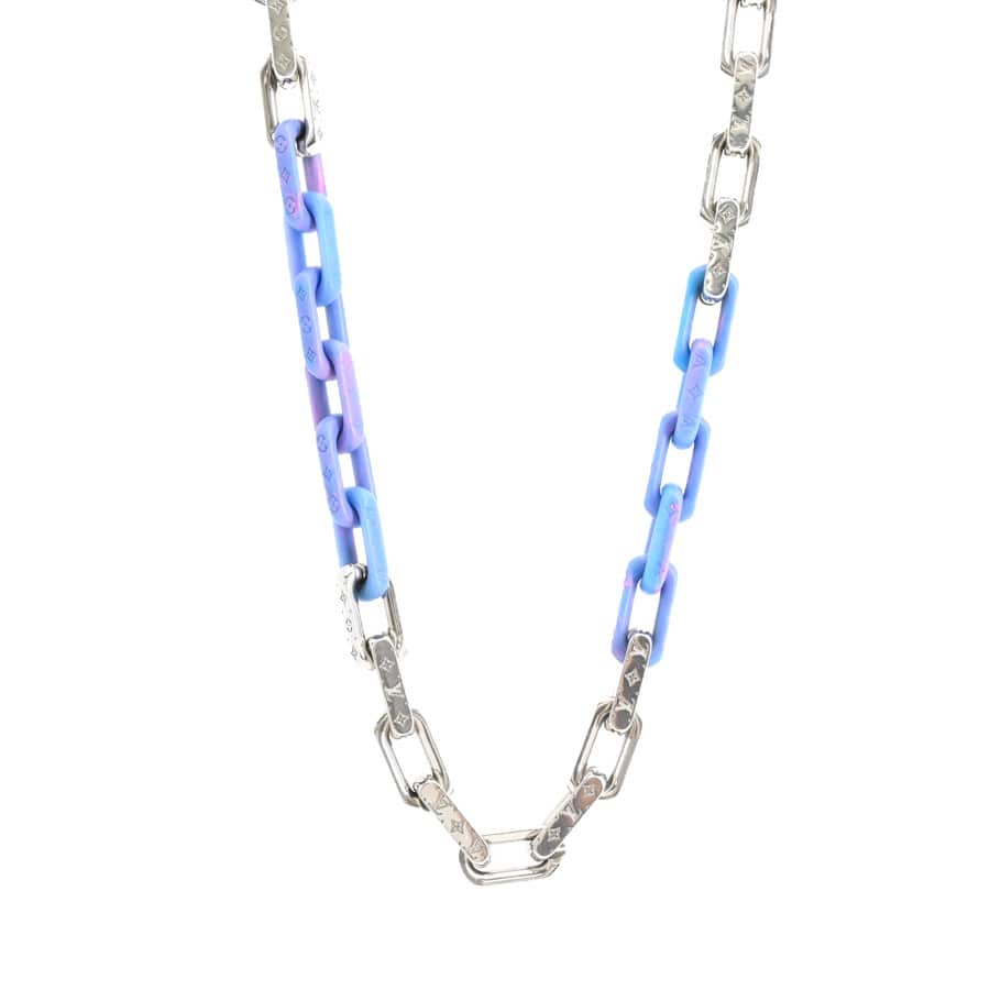 ネックレスモノグラムチェーン ブルー チェーン長さ(留め具含):約53cm / チャーム:約W20xH10mm